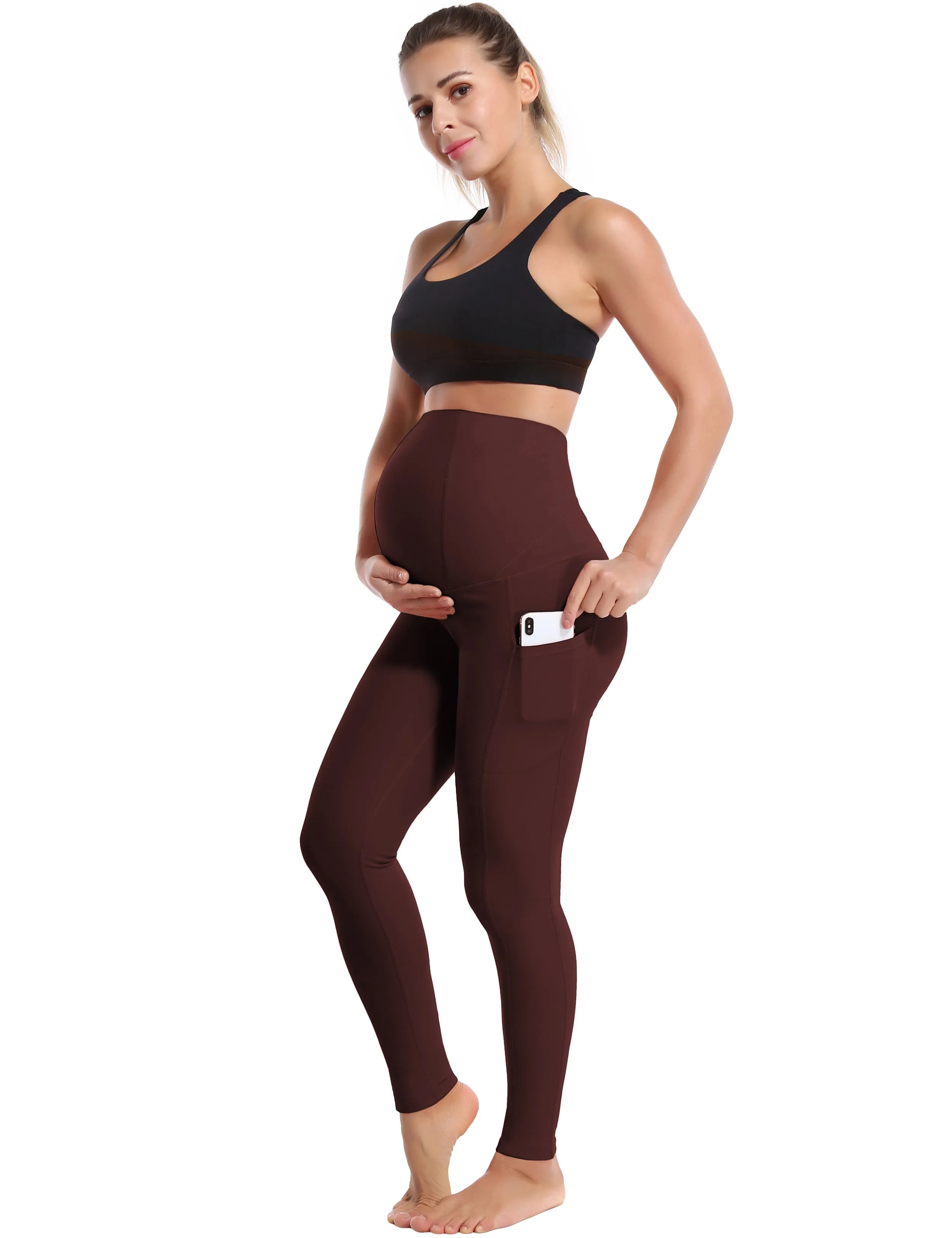 26 Side Pockets Maternity yogastudio Pants mahoganymaroon_yogastudio