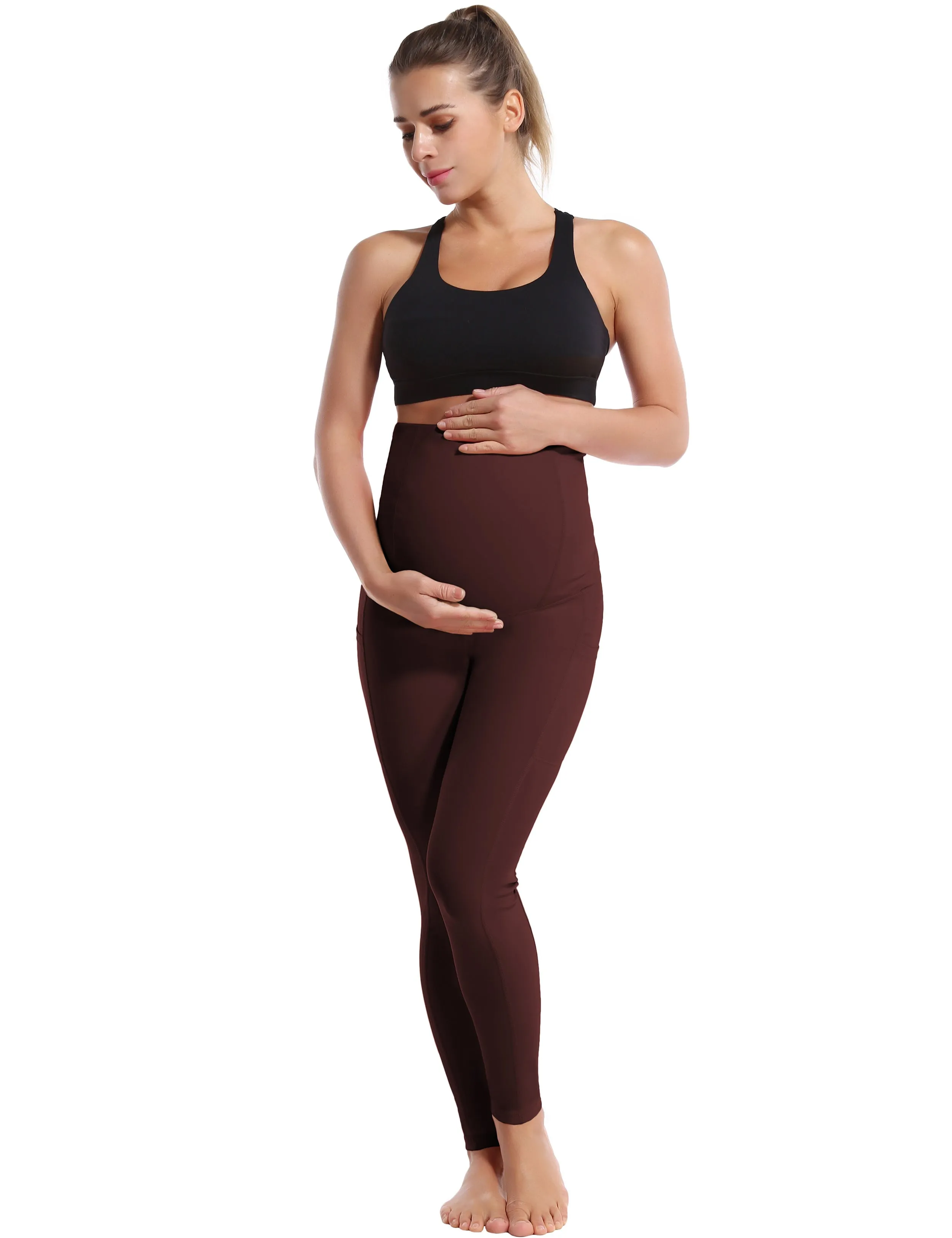 26 Side Pockets Maternity yogastudio Pants mahoganymaroon_yogastudio