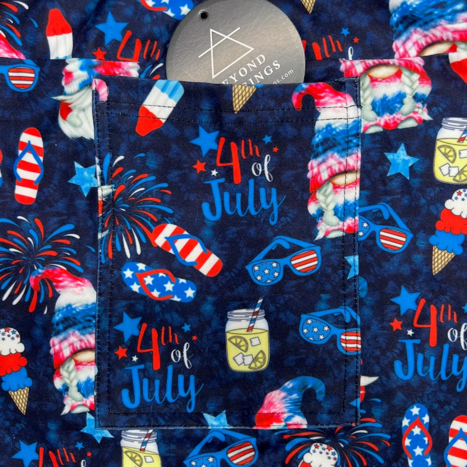 4th of July Celebration Gnomes Capri Print Leggings with Pockets