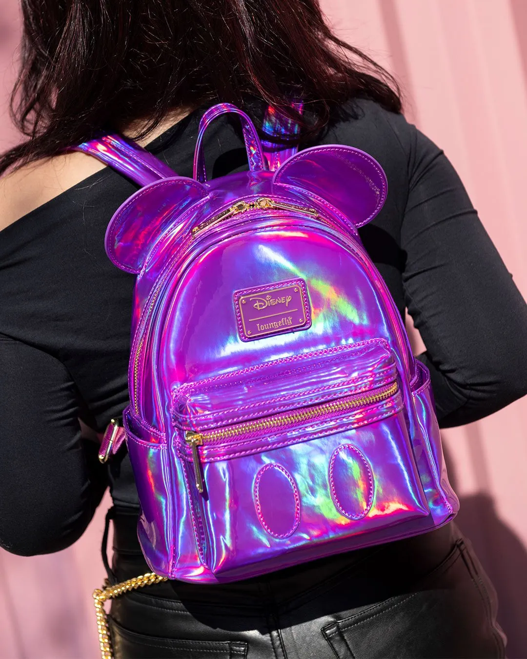 707 Street Exclusive - Loungefly Disney Mickey Mouse Holographic Series Mini Backpack - Amethyst