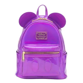 707 Street Exclusive - Loungefly Disney Mickey Mouse Holographic Series Mini Backpack - Amethyst