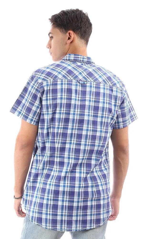 94547 Tartan Short Sleeves Summer Shirt - Blue & Petroleum