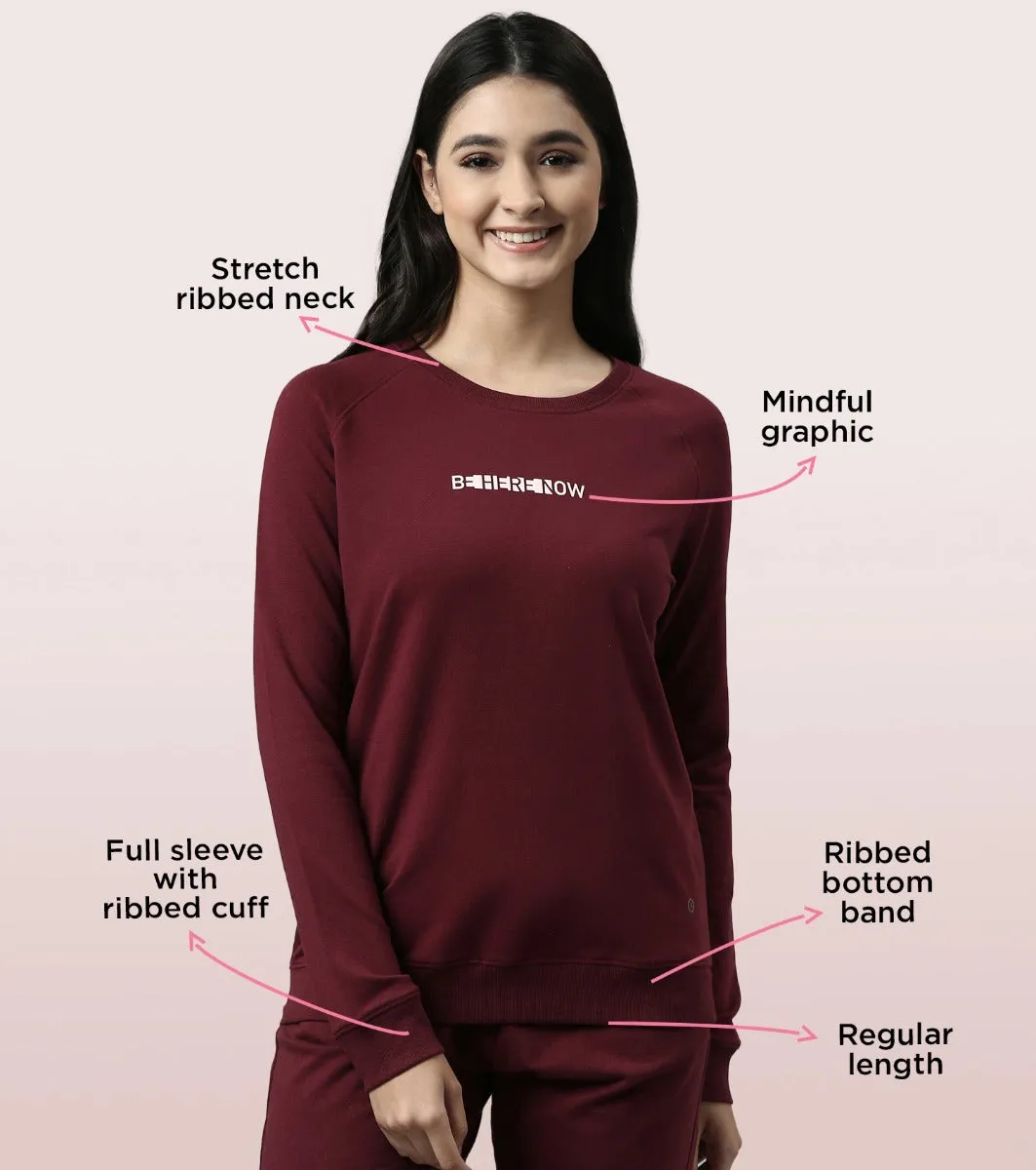 Basic Sweat | Long Sleeve Basic Pop Over Sweatshirt With Mindful Graphic