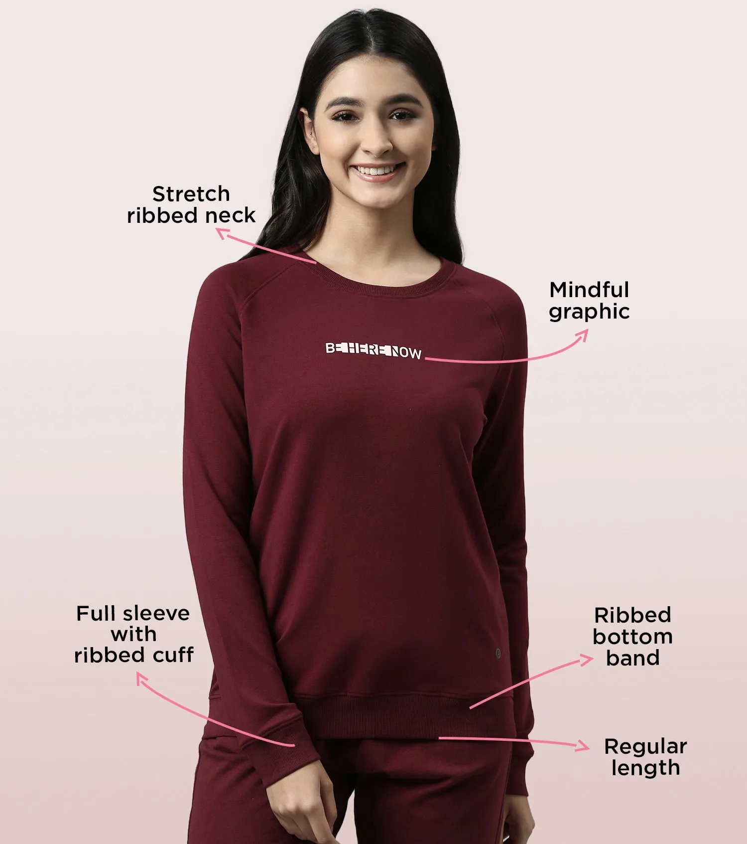 Basic Sweat | Long Sleeve Basic Pop Over Sweatshirt With Mindful Graphic