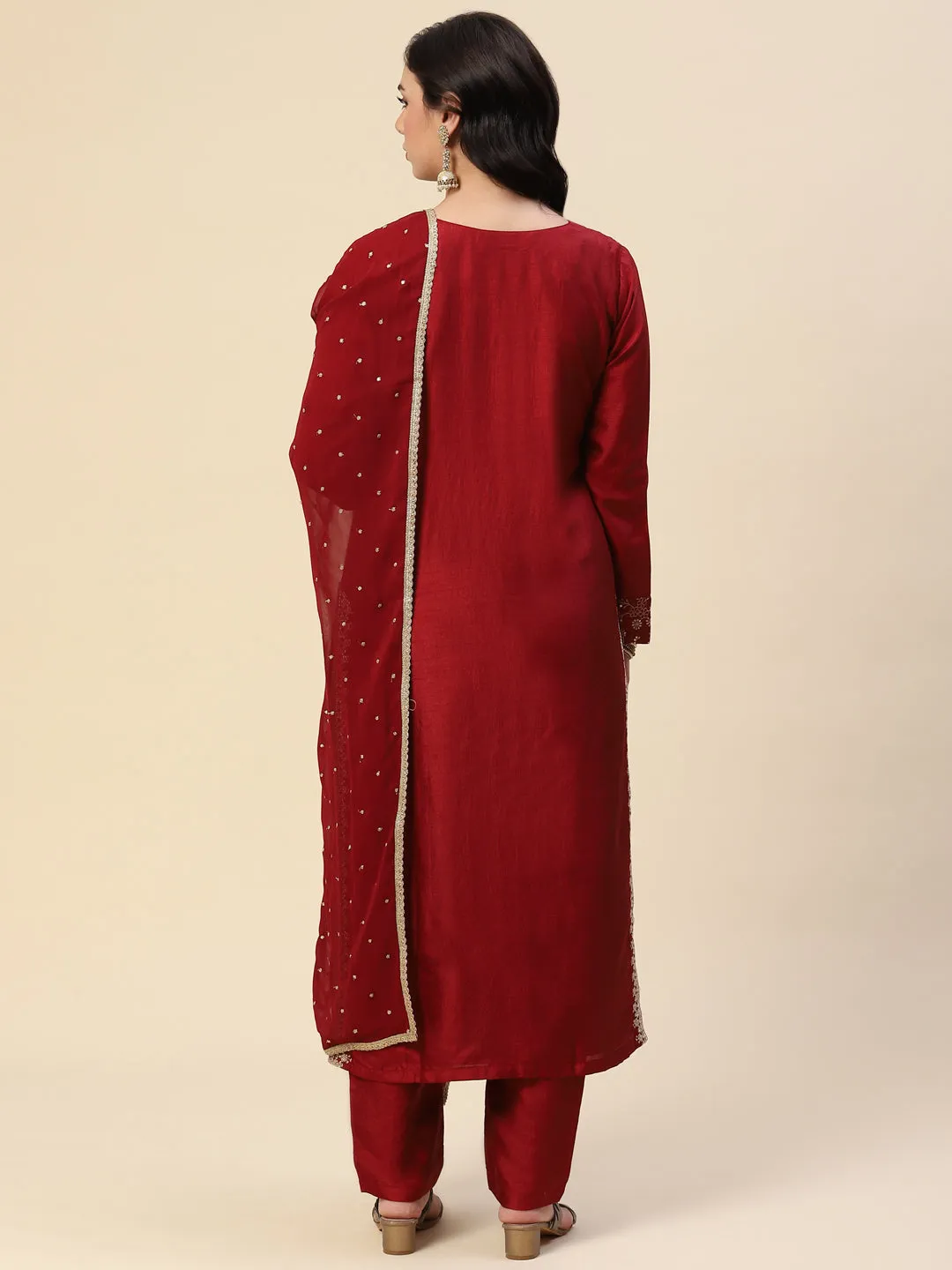 Booti Sequin Handloom Kurta With Pants & Dupatta