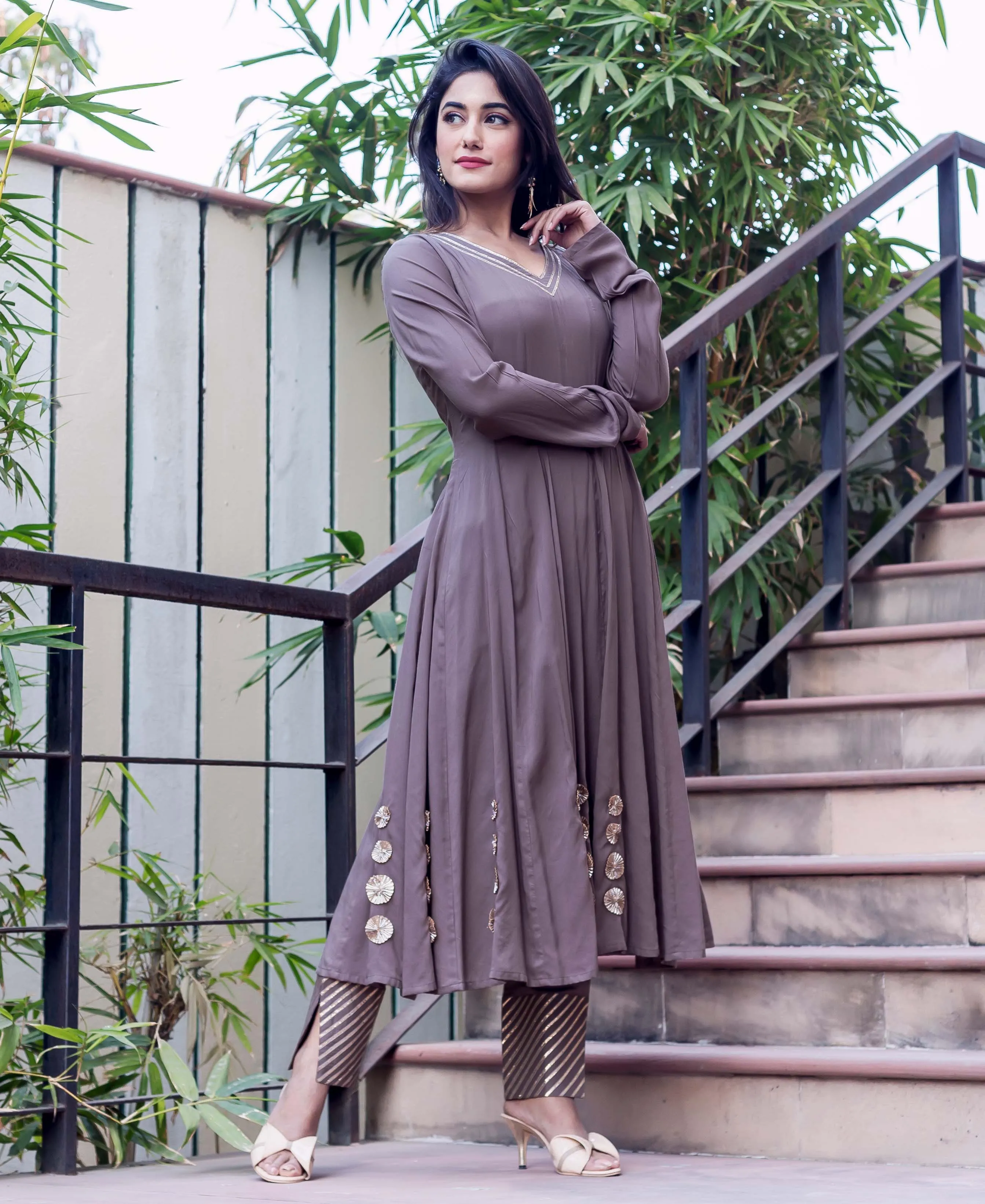 Brown Anarkali Kurta