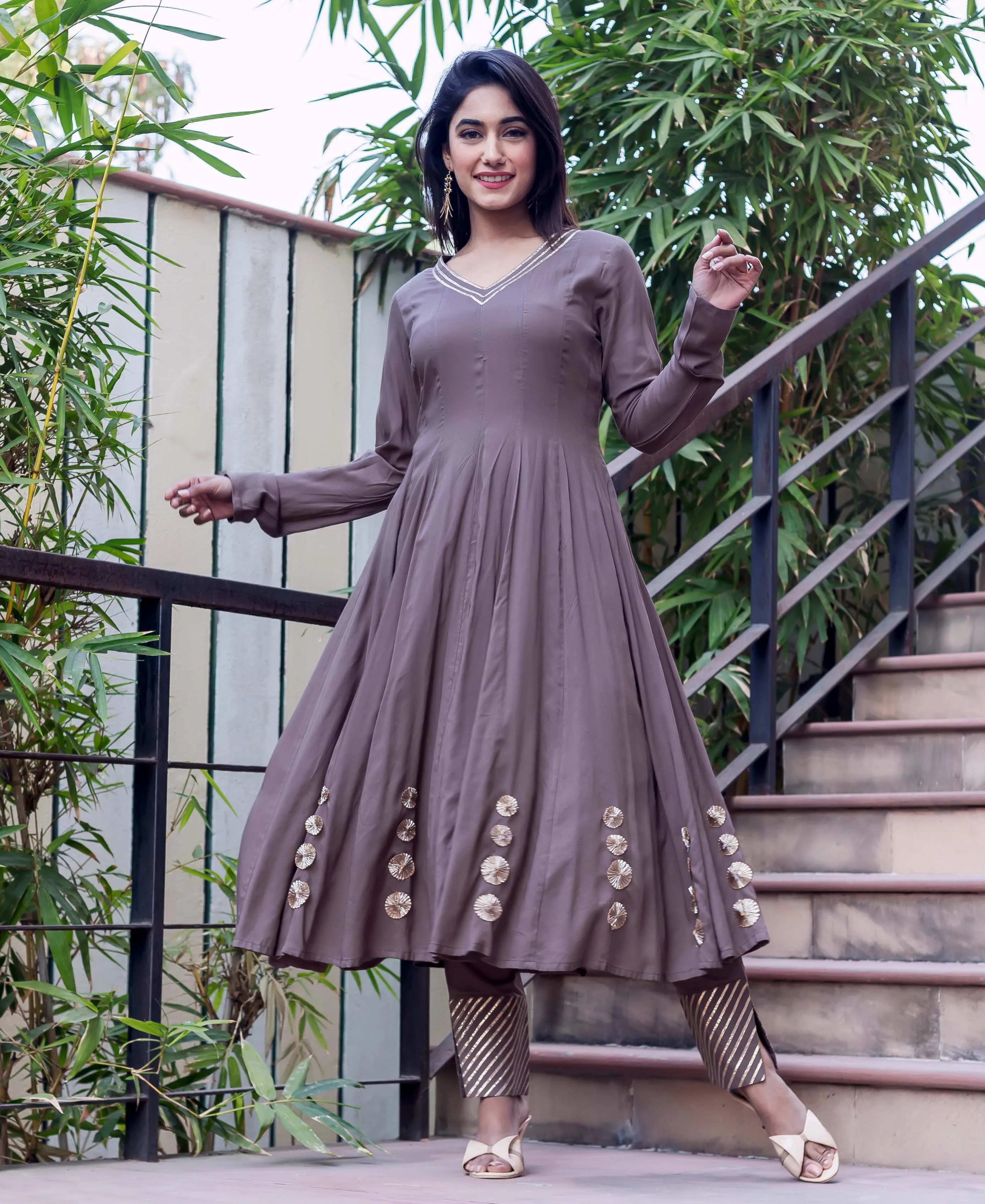 Brown Anarkali Kurta