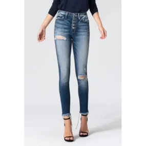 Button Fly Lightly Distressed Jeans