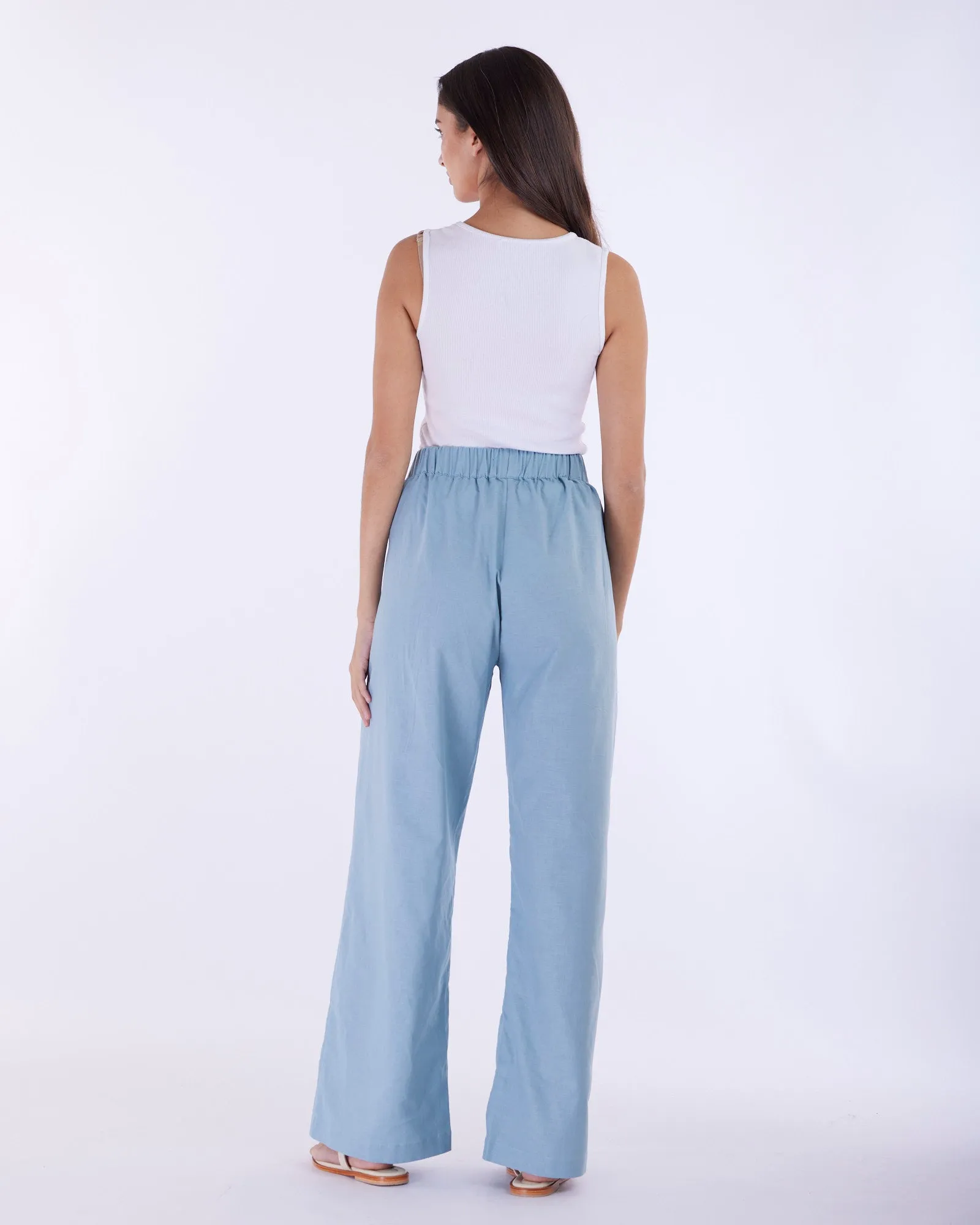 Cancun Linen Pant - Duckegg Blue