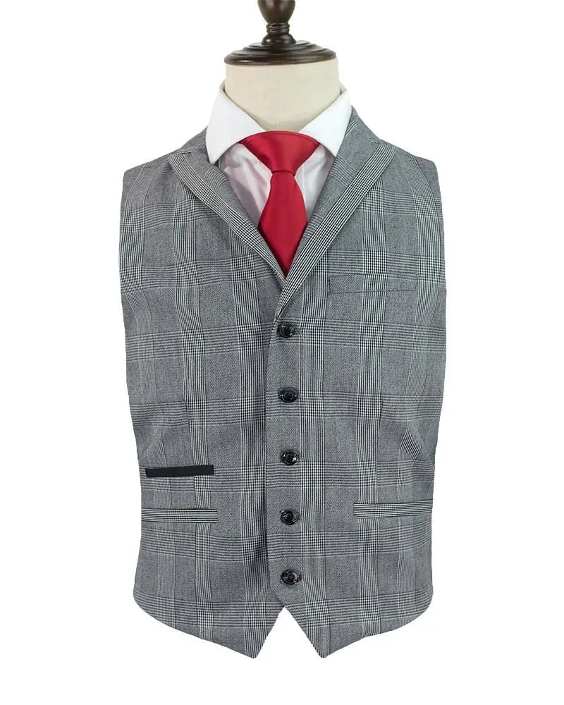 Cavani Flint Grey Check Tweed 3 Piece Suit