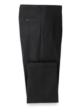 Classic Fit Cotton Stretch Twill Pleated Pants - Black