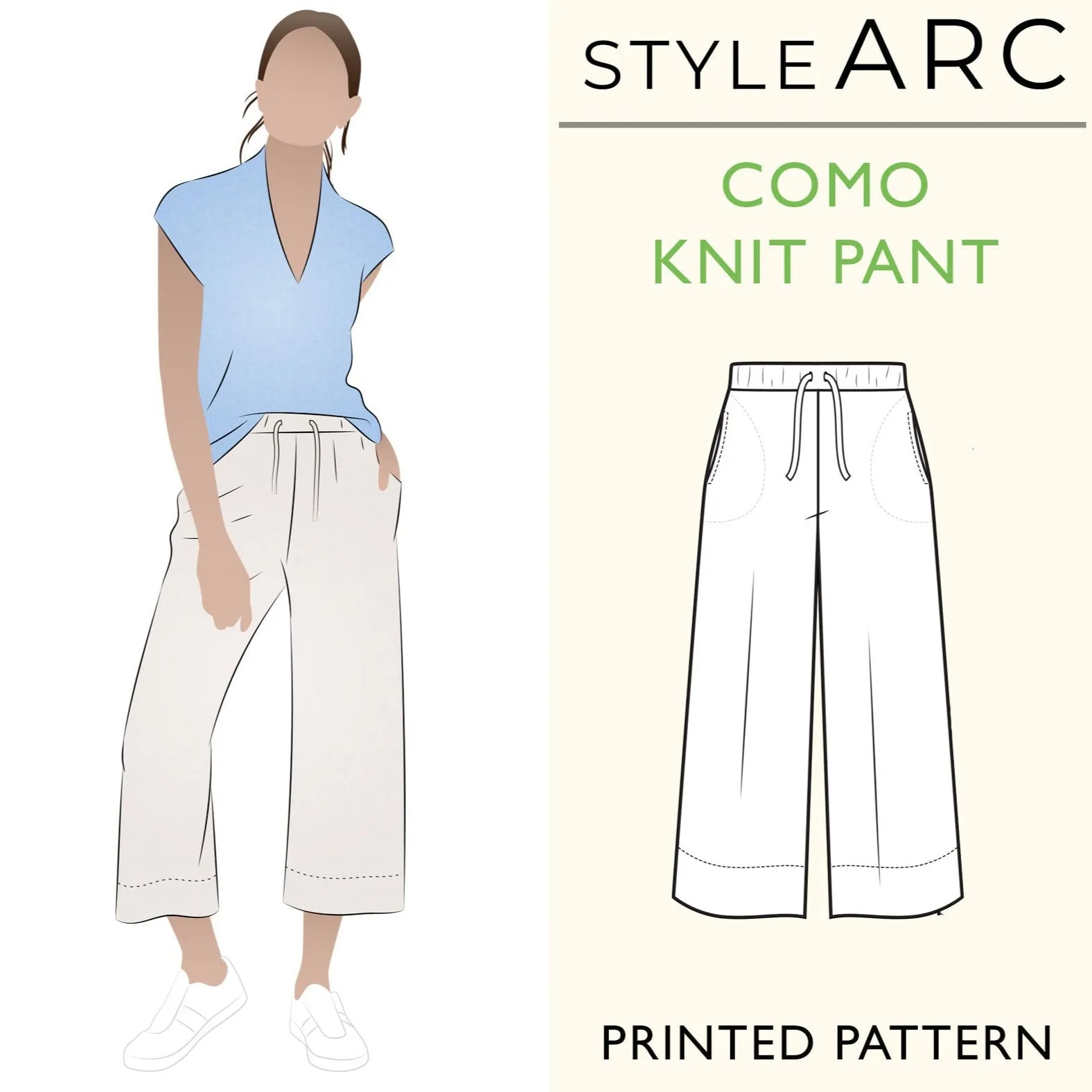 Como Knit Pants Sewing Pattern by Style Arc, US Sizes 0-26