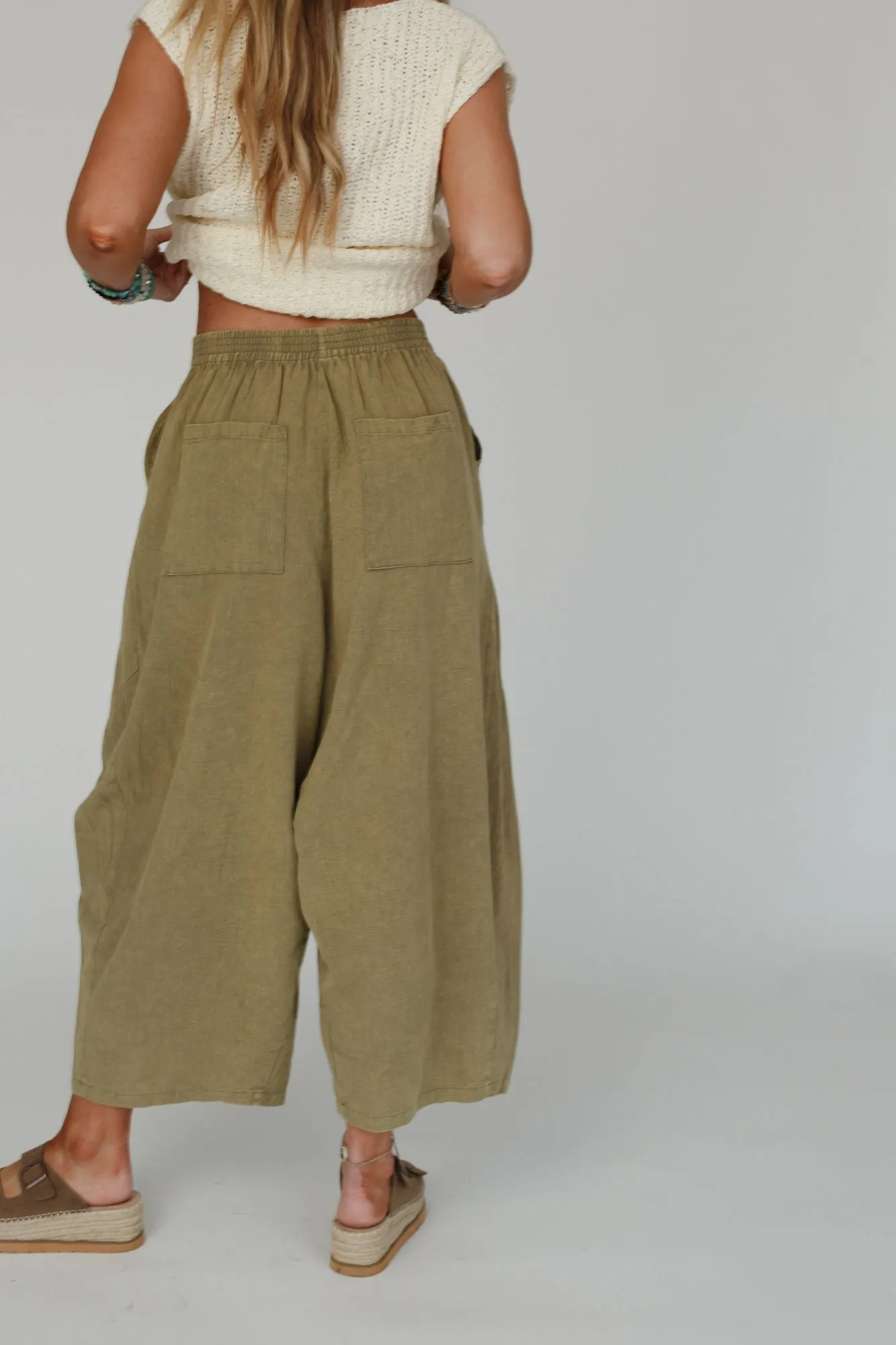 Country Mile Wide Leg Pants - Olive