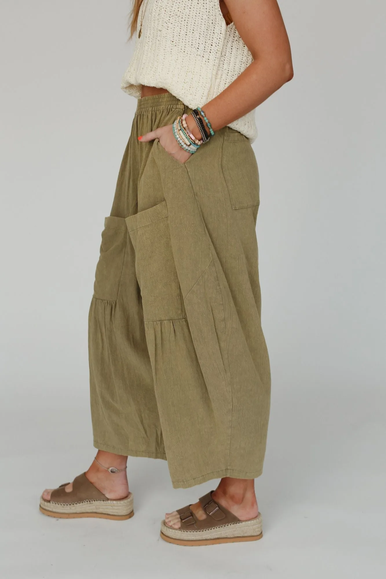 Country Mile Wide Leg Pants - Olive