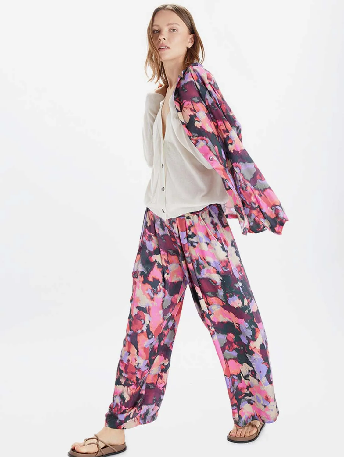 Cropped TENCEL Modal Vegan Palazzo Pants | Gem Print