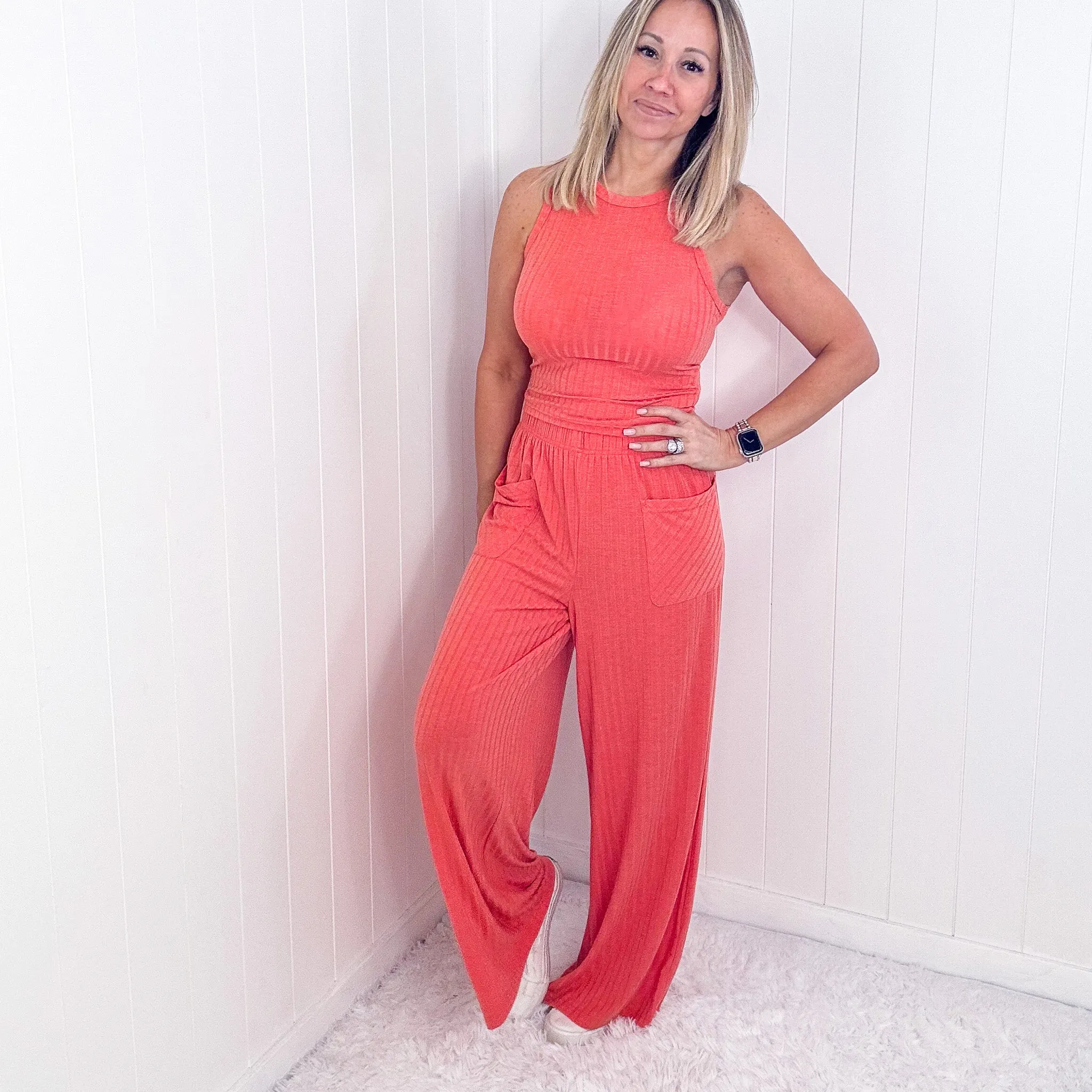 Easy Classy Sassy Ribbed Tank and Wide Leg Pants Sets in 5 Colors