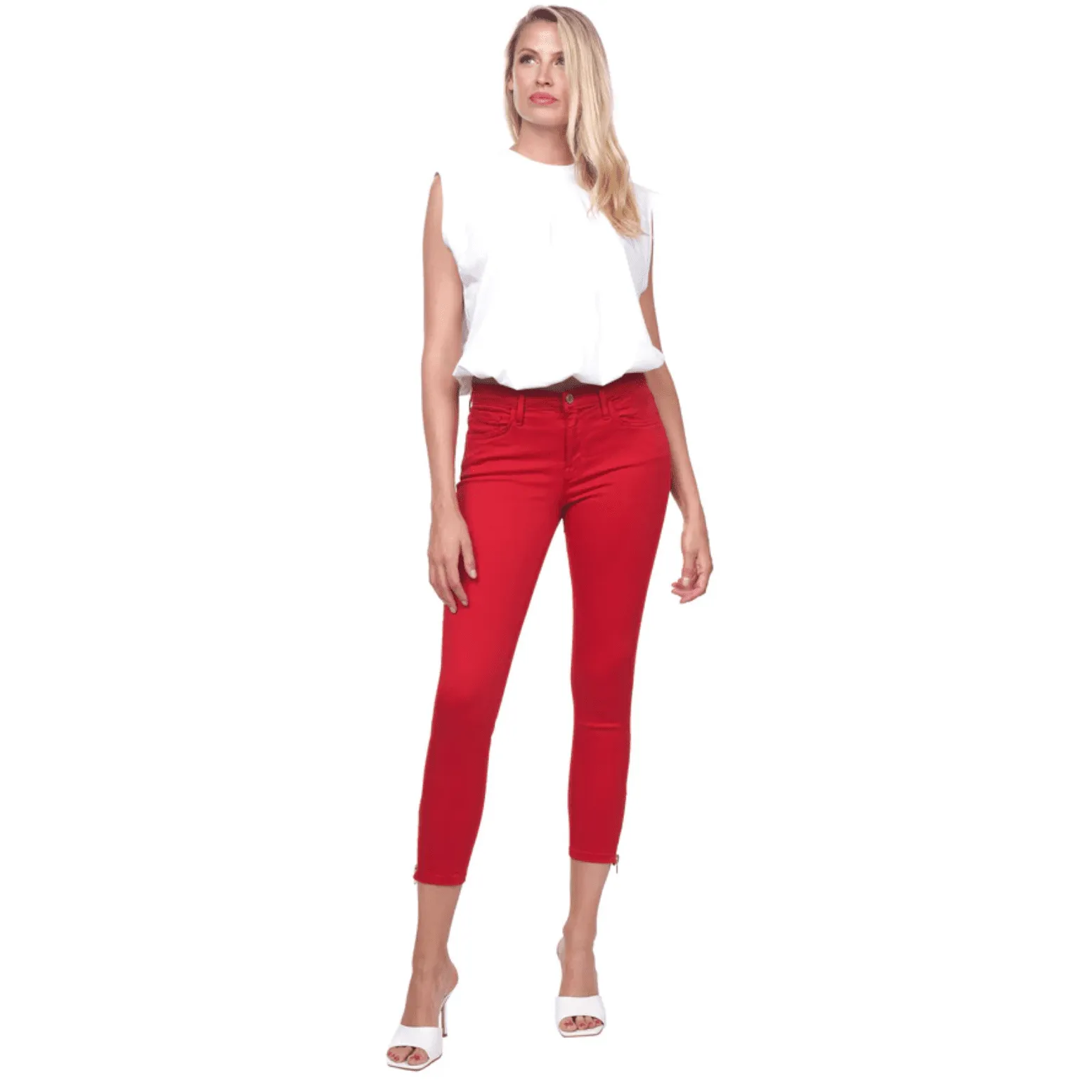 Etienne Marcel Red Signature Skinny Crop Denim Pant in Red