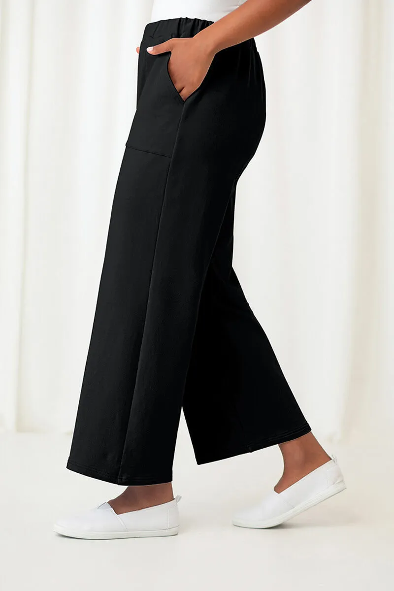 French Terry Wide Leg Pant | Black