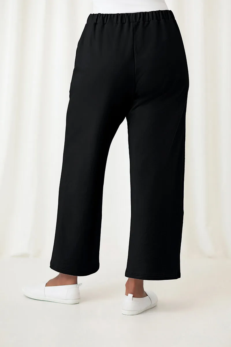 French Terry Wide Leg Pant | Black