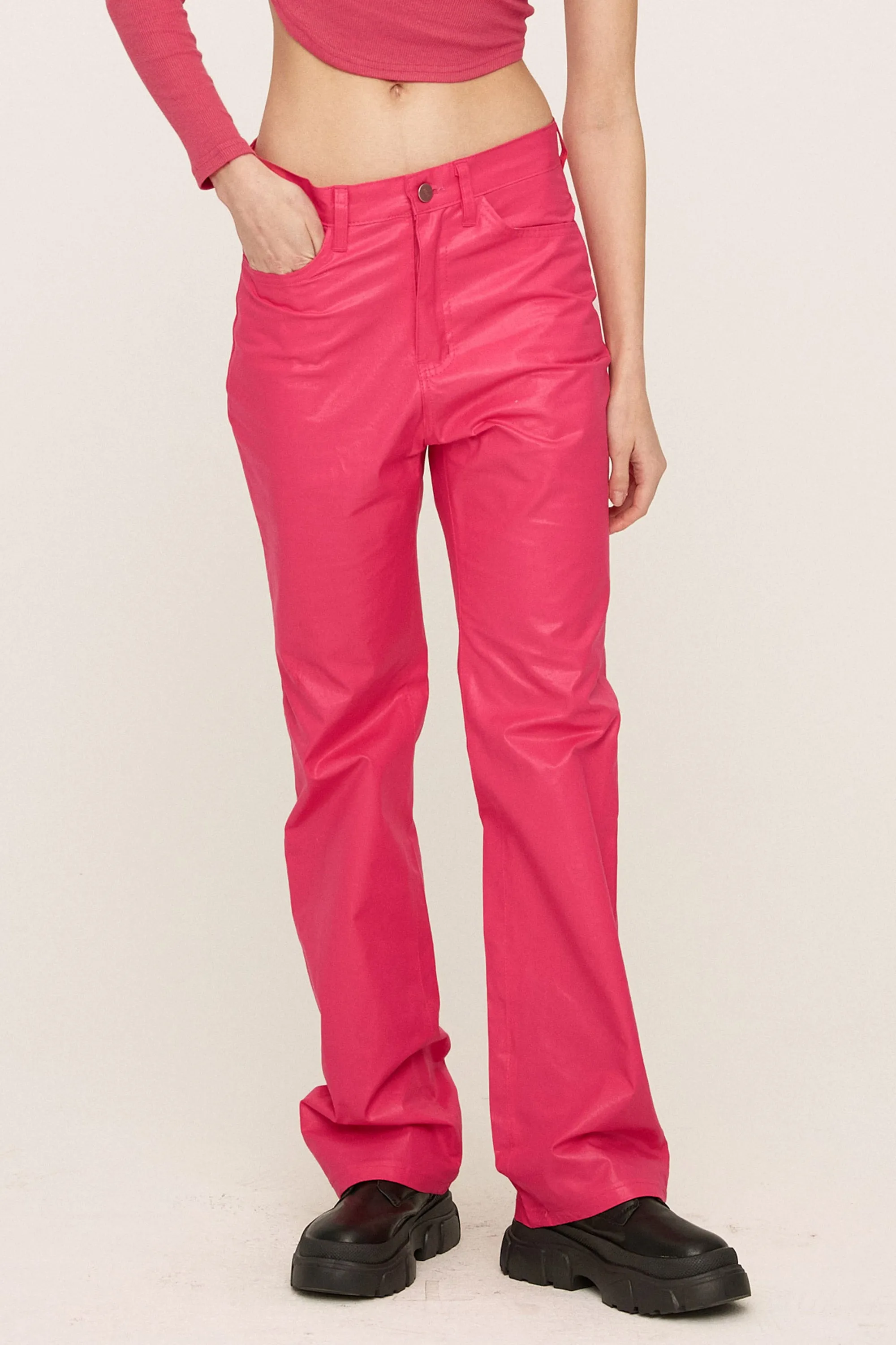 Freyja Coated Leather-like Pants