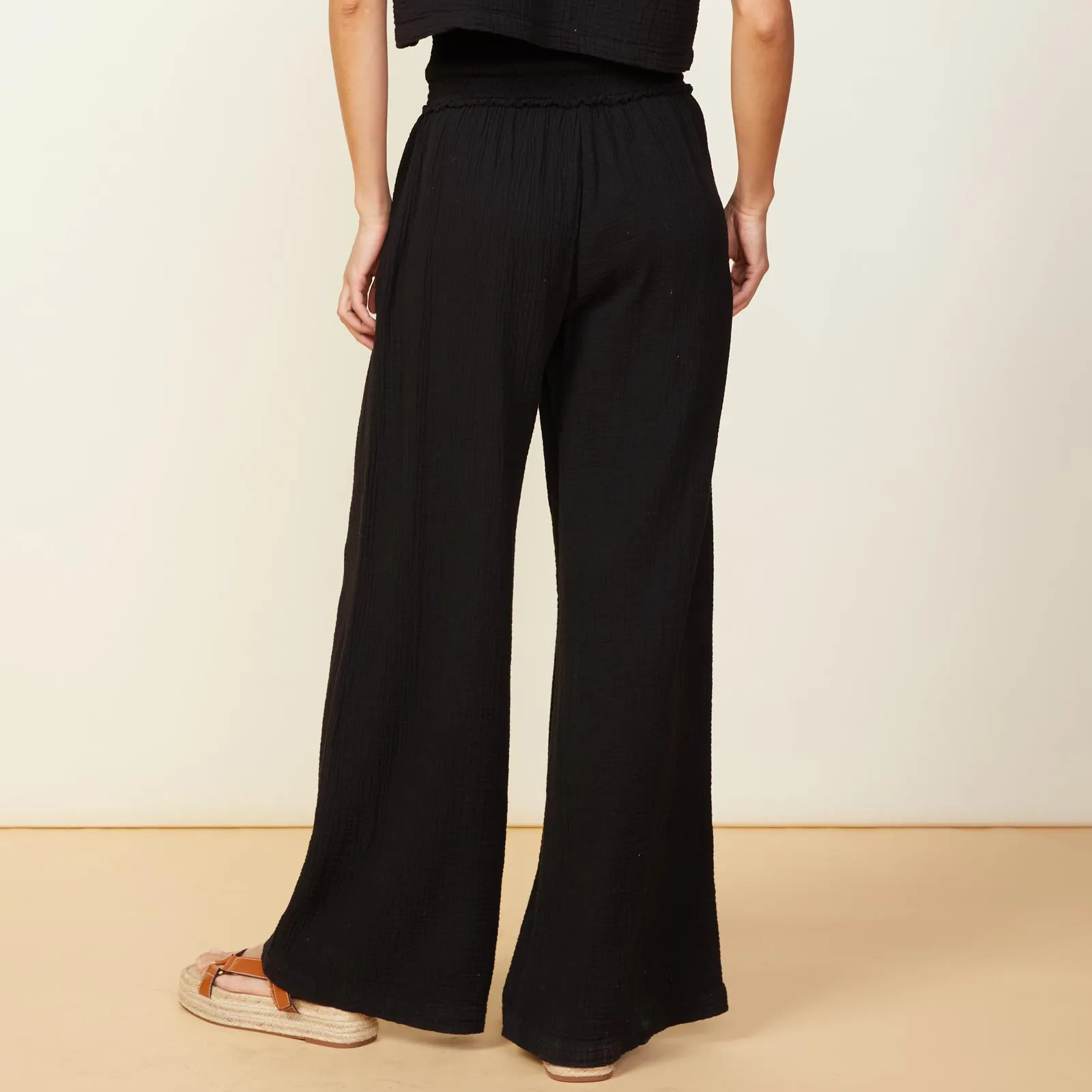 Gauze Smocked Flare Pant