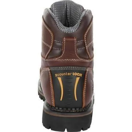 Georgia Men's Amp LT Low-Heel Logger 6" WP Work Boot - Brown - GB00270