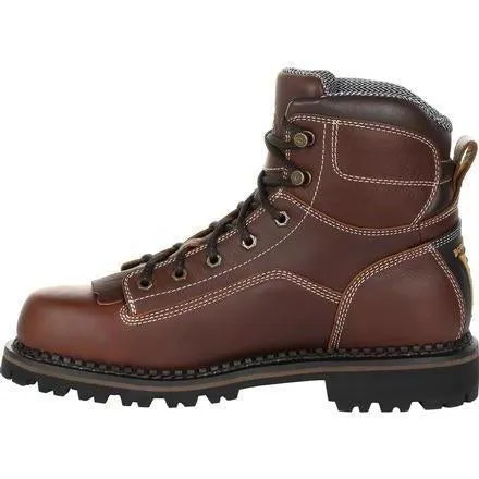 Georgia Men's Amp LT Low-Heel Logger 6" WP Work Boot - Brown - GB00270