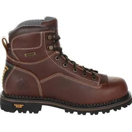 Georgia Men's Amp LT Low-Heel Logger 6" WP Work Boot - Brown - GB00270