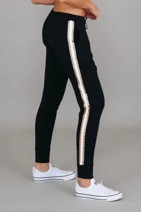 Gerry Side Stripe Jogger - Black White Gold