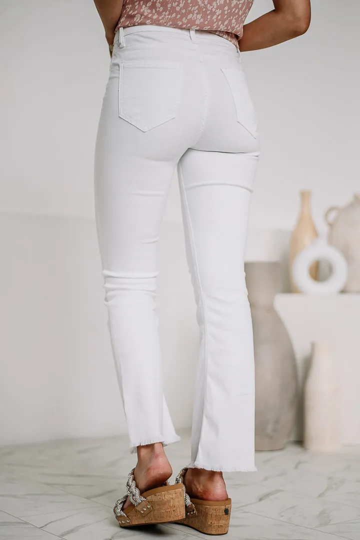 Go Along Button Up Straight Jeans | White