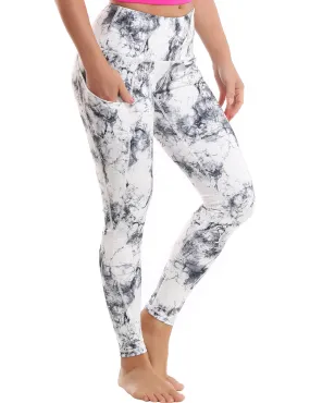 High Waist Side Pockets Yoga Pants arabescato