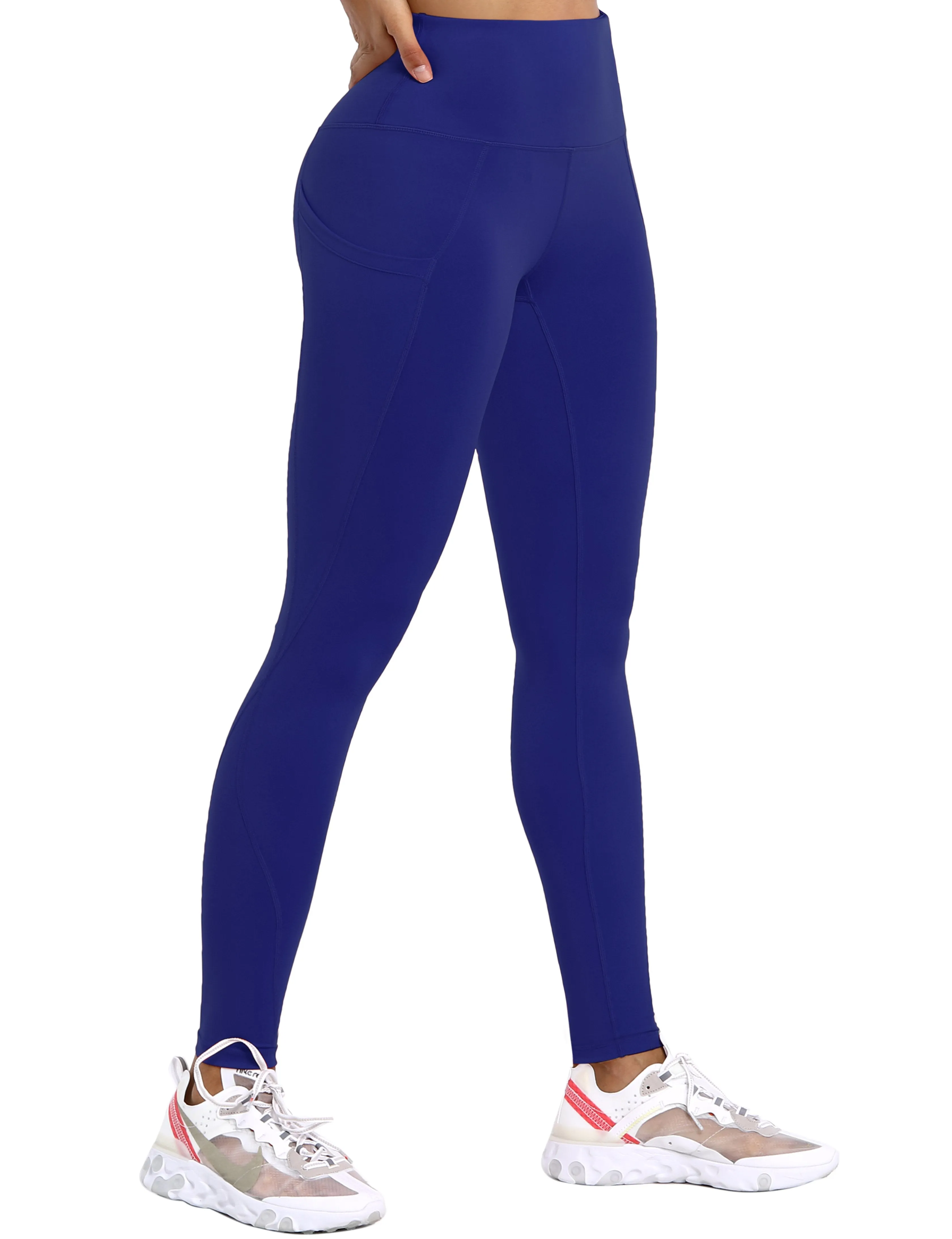 High Waist Side Pockets Yoga Pants navy ins