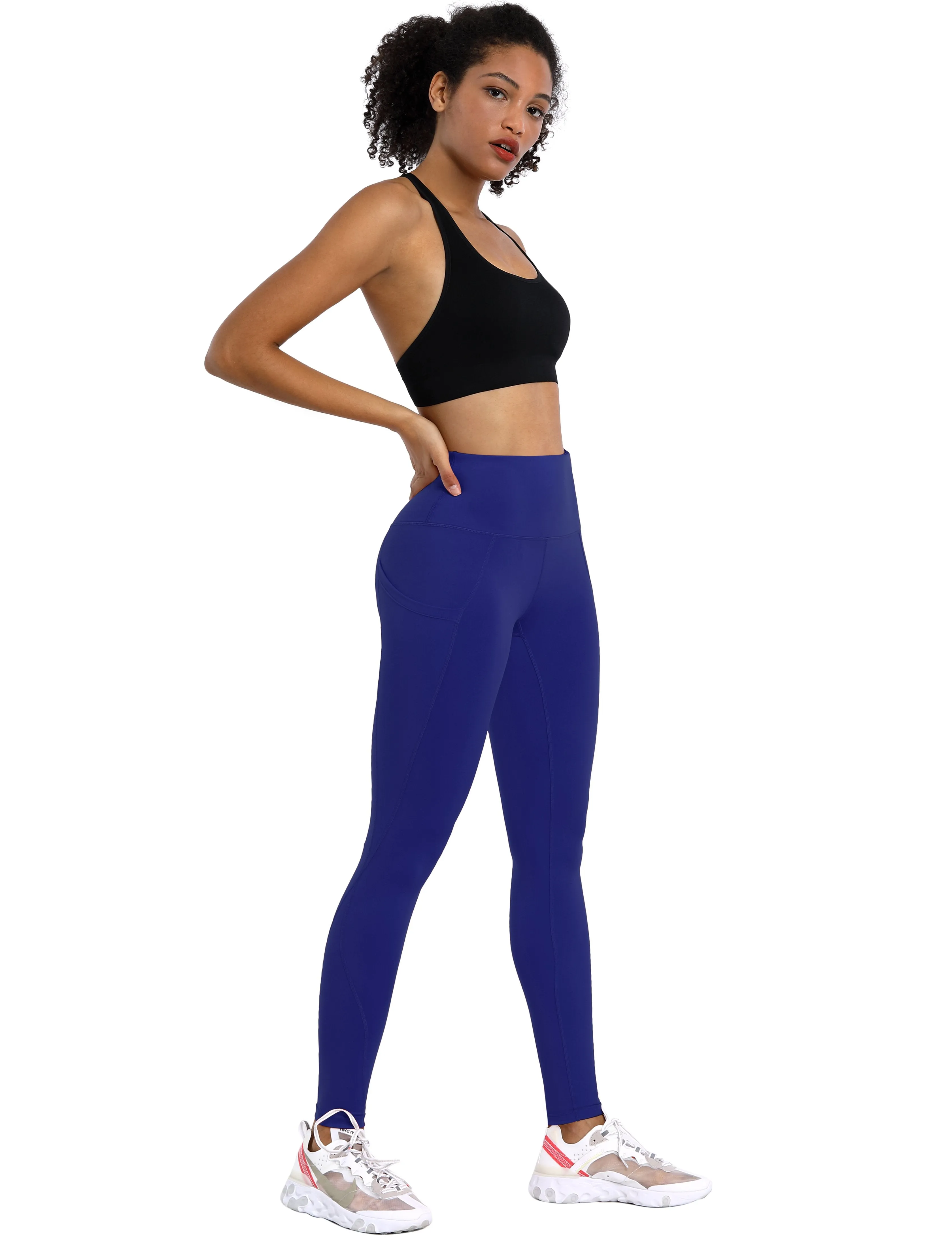 High Waist Side Pockets Yoga Pants navy ins