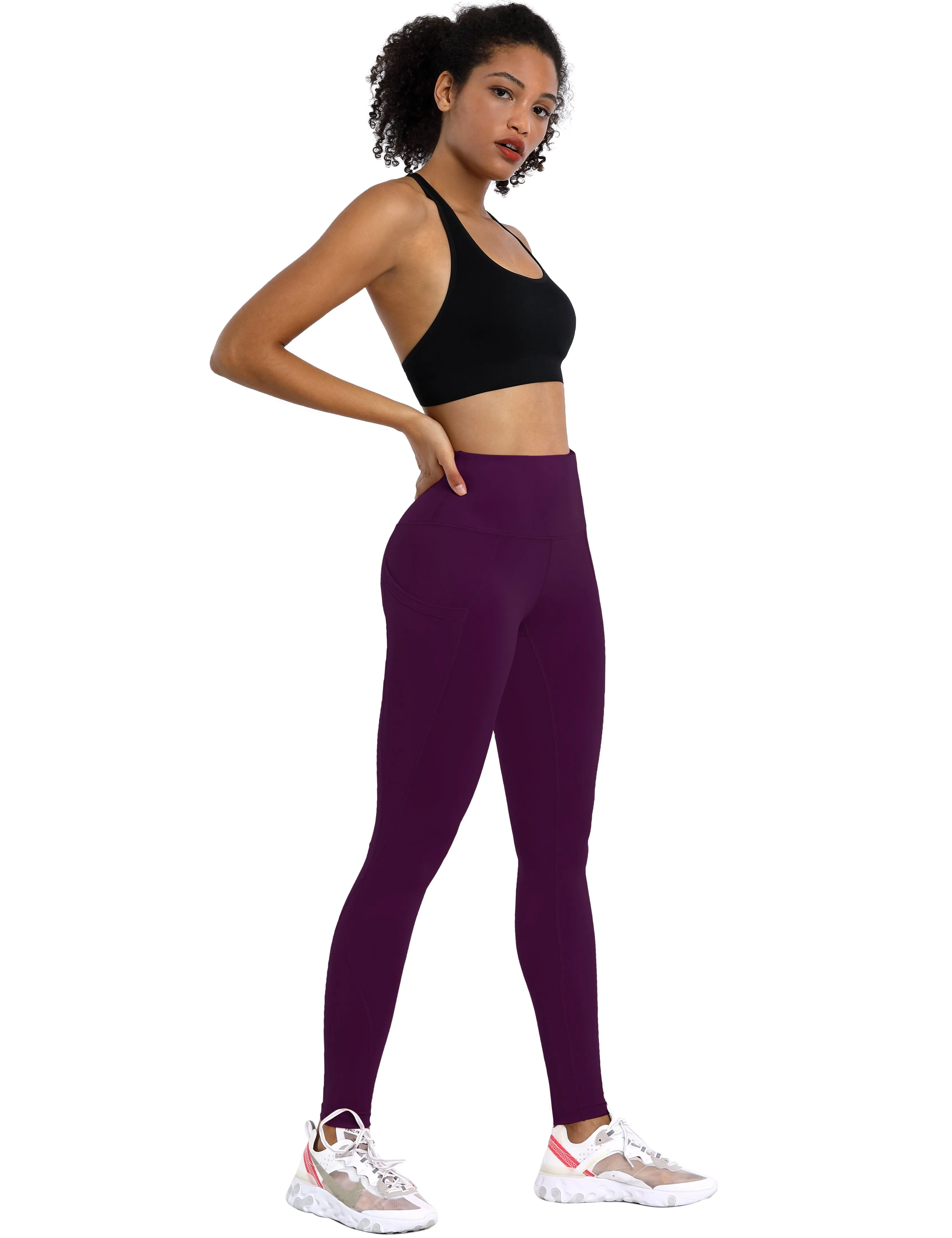 High Waist Side Pockets Yoga Pants plum ins