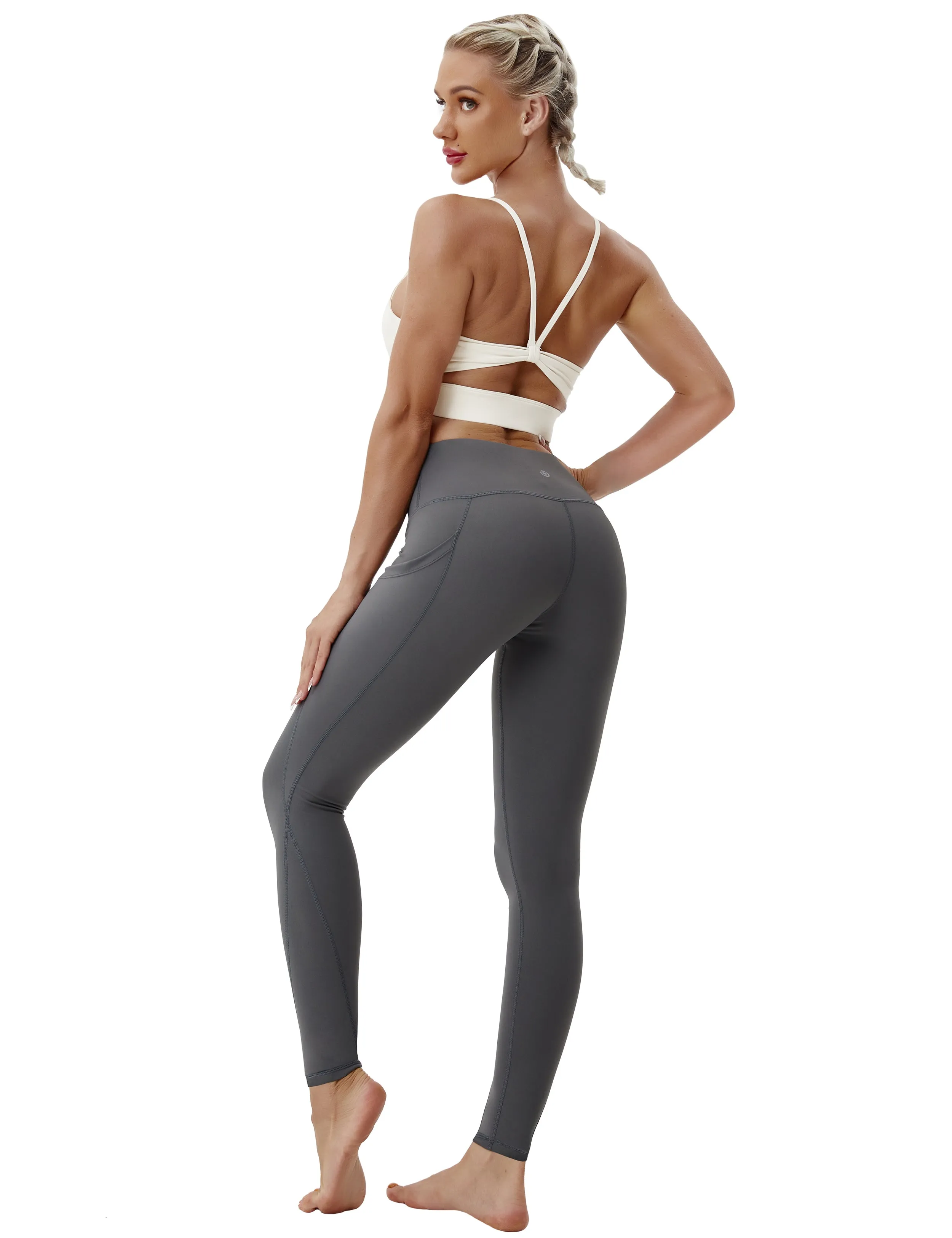 High Waist Side Pockets Yoga Pants shadowcharcoal ins