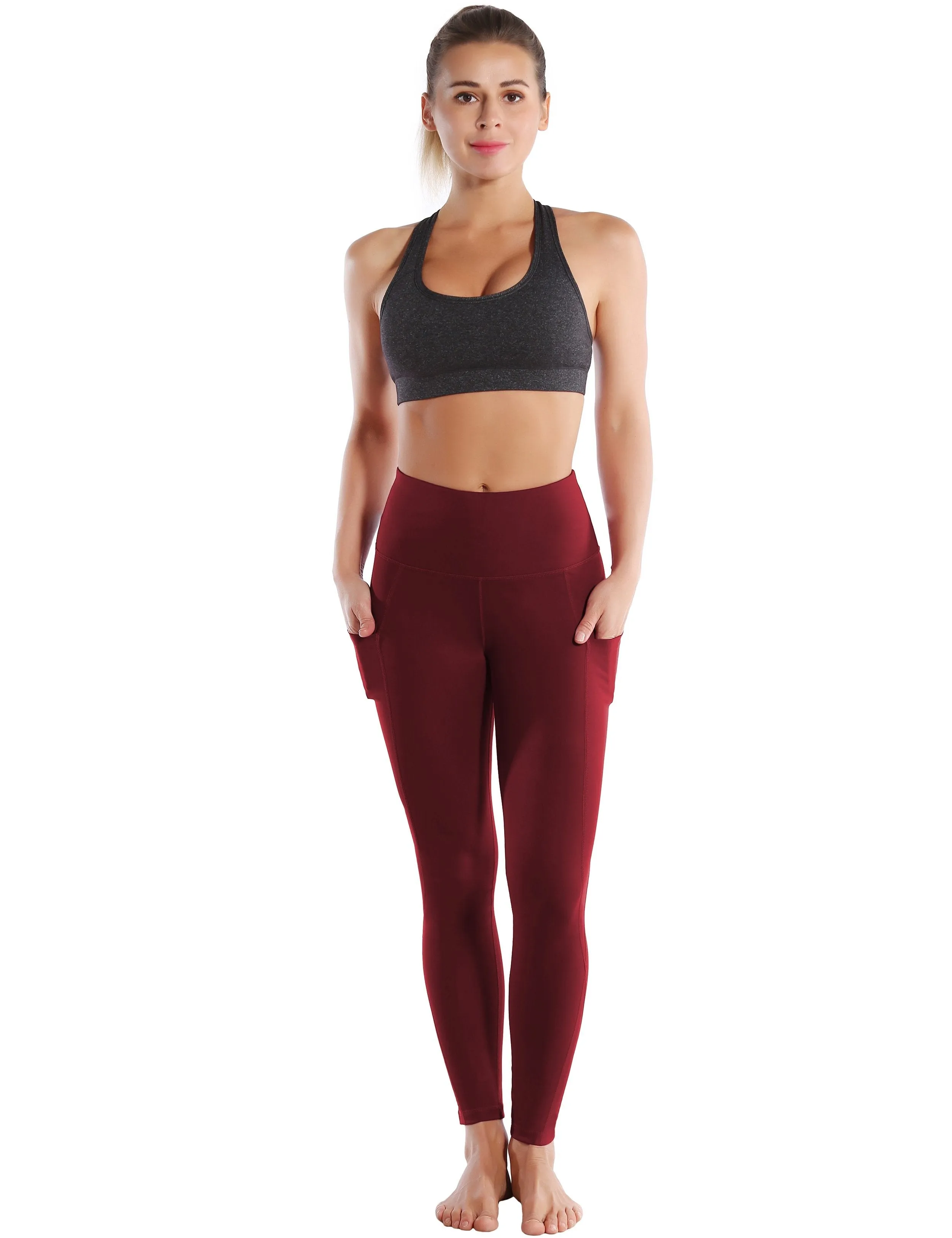 High Waist Side Pockets yogastudio Pants cherryred ins_yogastudio