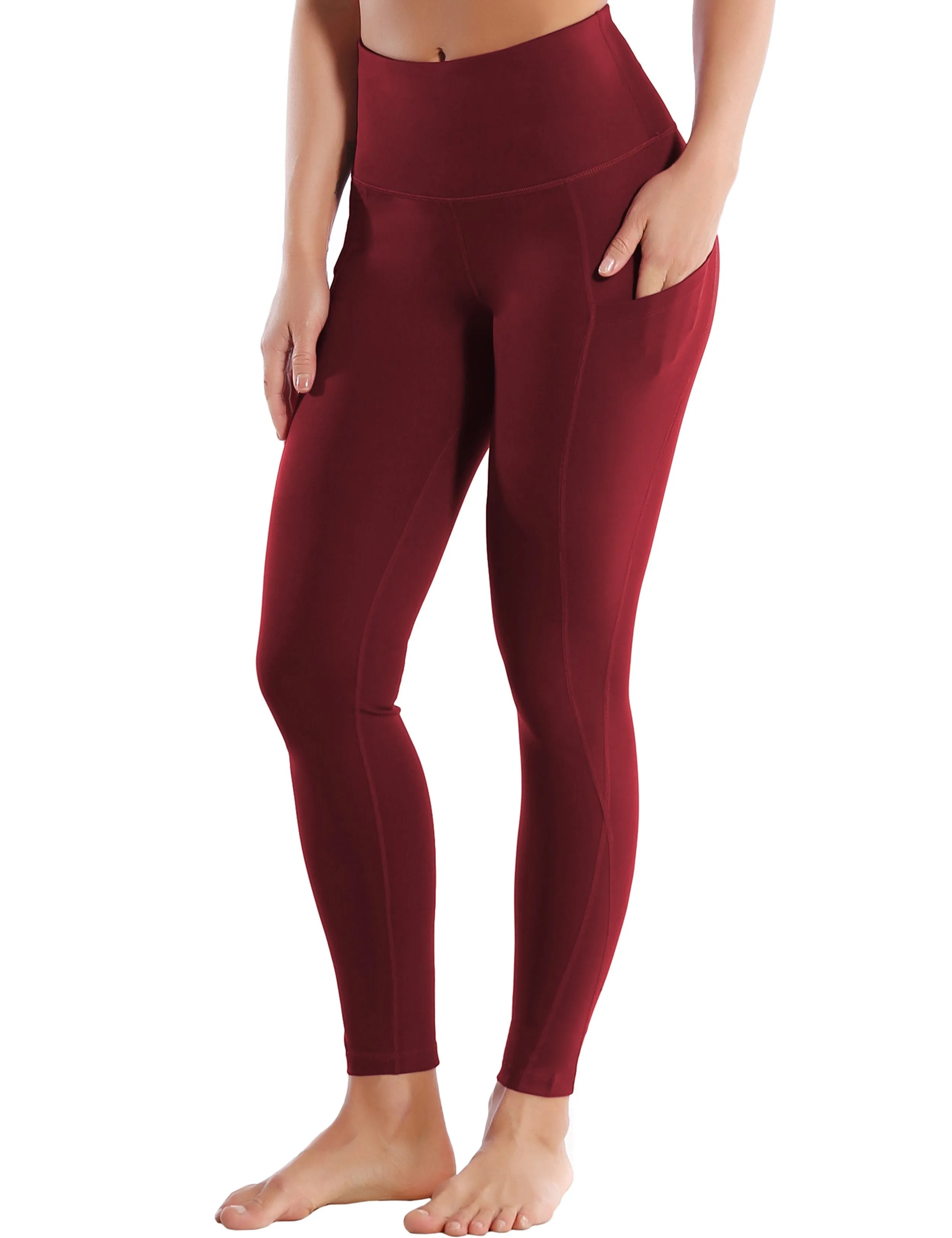 High Waist Side Pockets yogastudio Pants cherryred ins_yogastudio