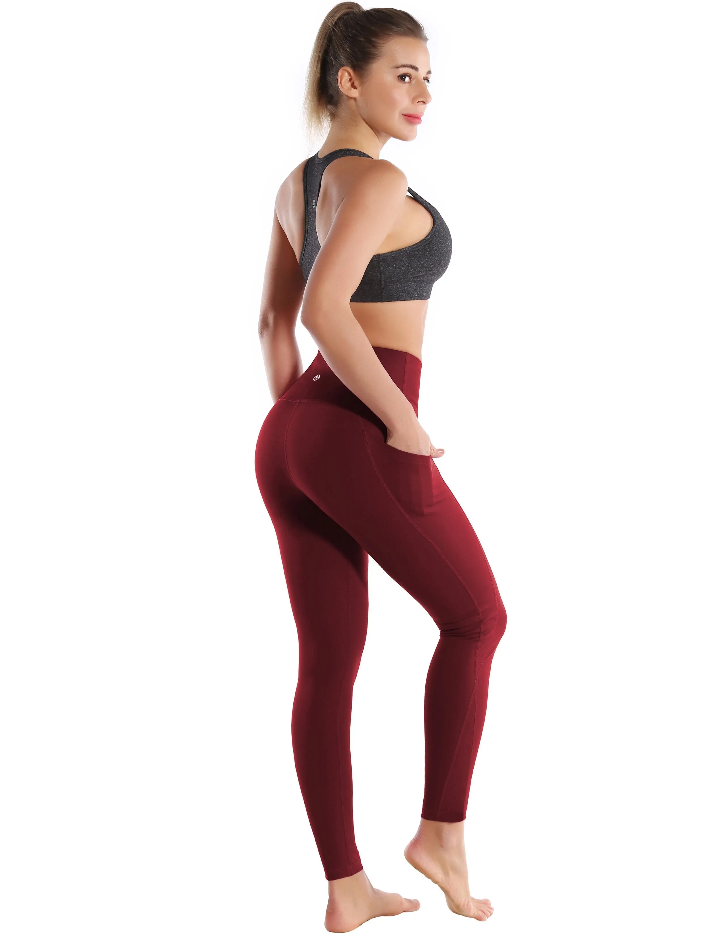 High Waist Side Pockets yogastudio Pants cherryred ins_yogastudio