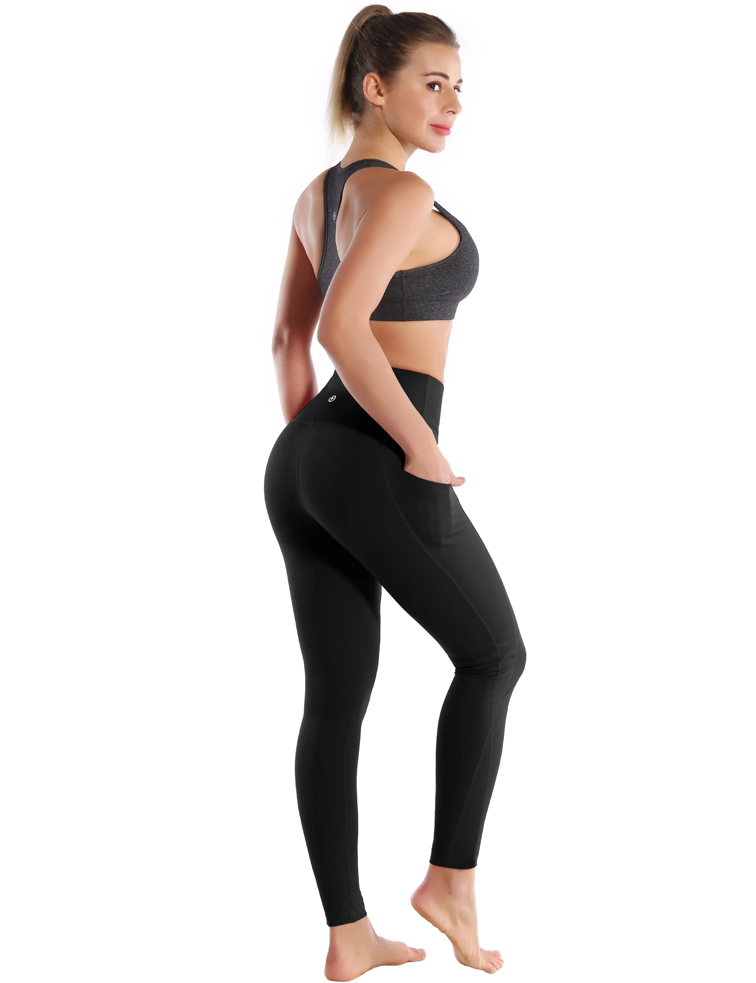 High Waist Side Pockets yogastudio Pants jetblack_yogastudio