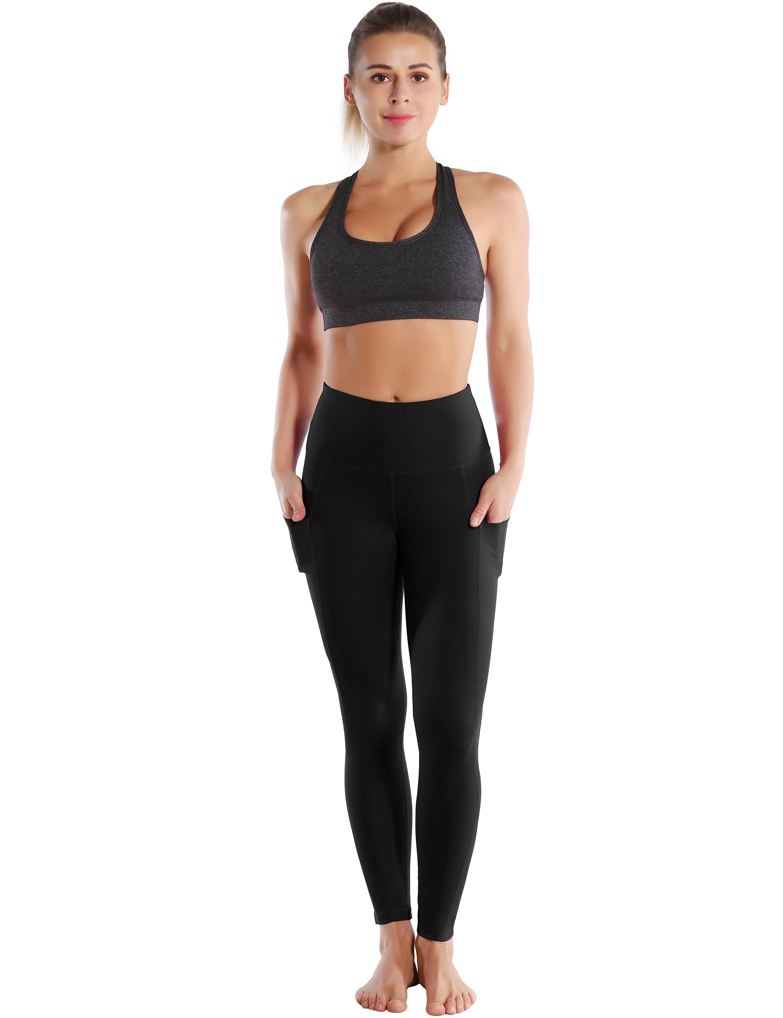 High Waist Side Pockets yogastudio Pants jetblack_yogastudio