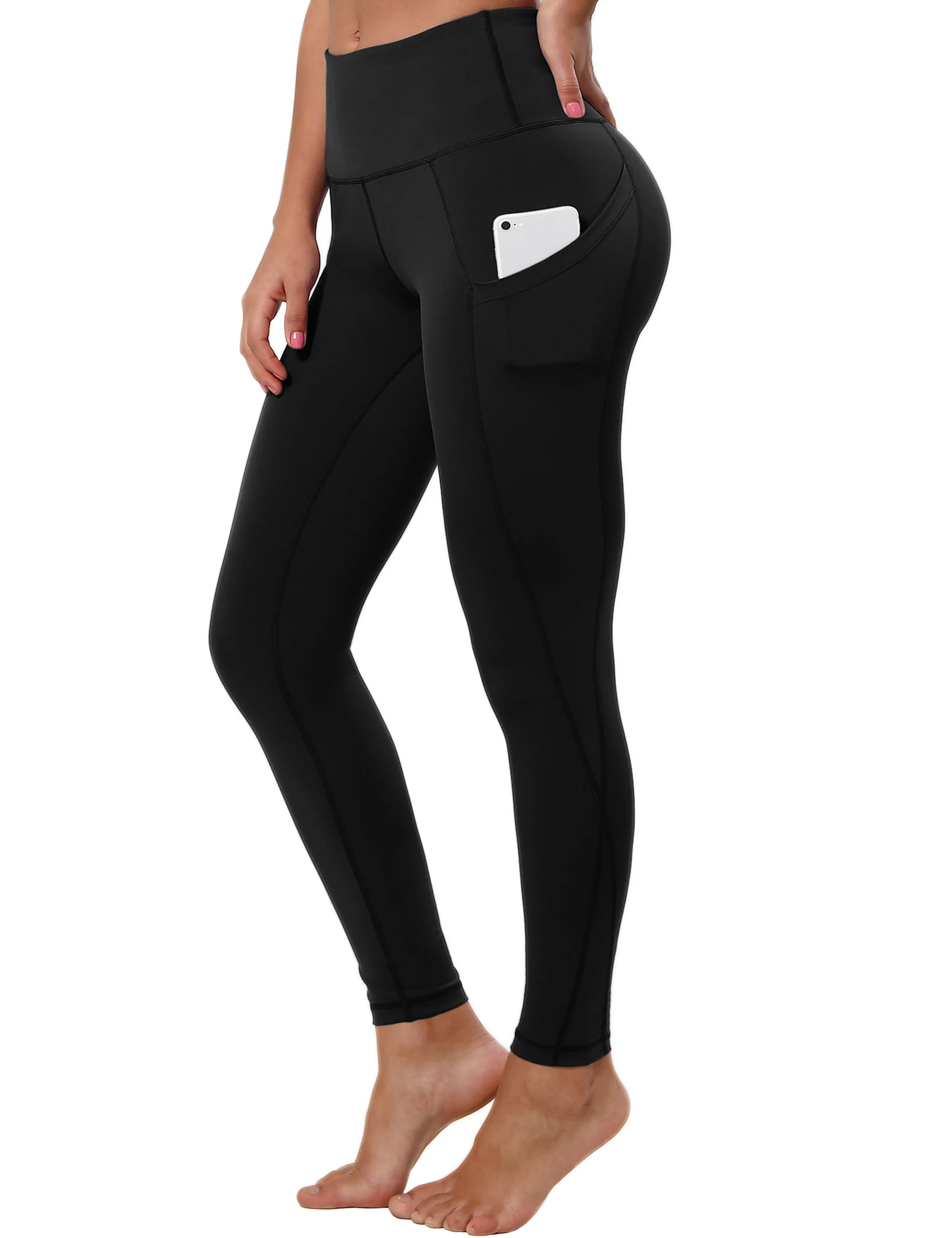 High Waist Side Pockets yogastudio Pants jetblack_yogastudio