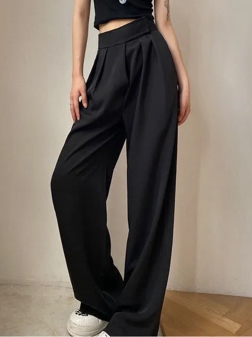 High Waist Wide Leg Women's Trousers