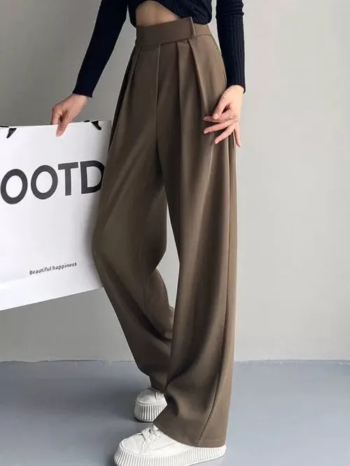 High Waist Wide Leg Women's Trousers