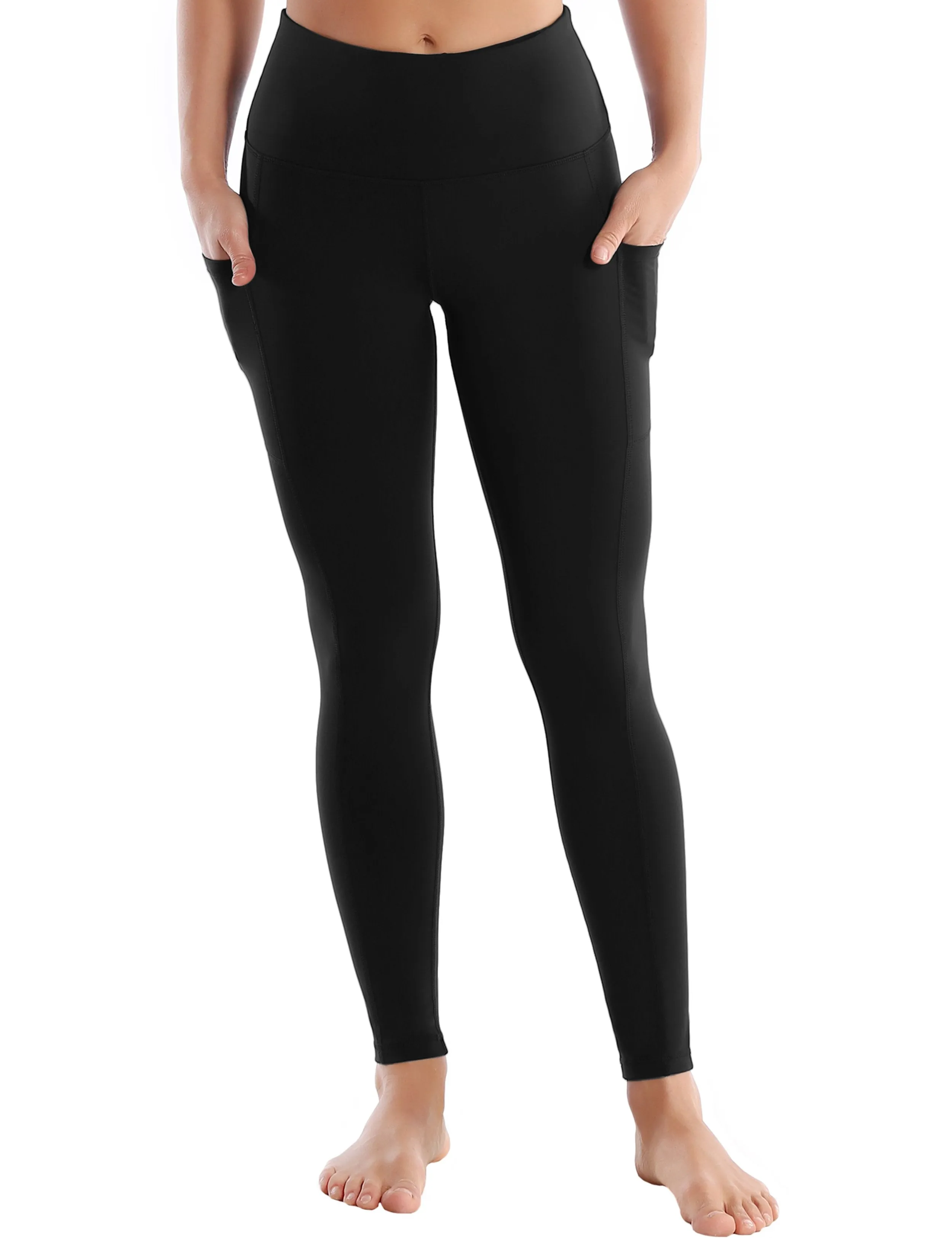 Black Yoga Pants with Hip Line Side Pockets