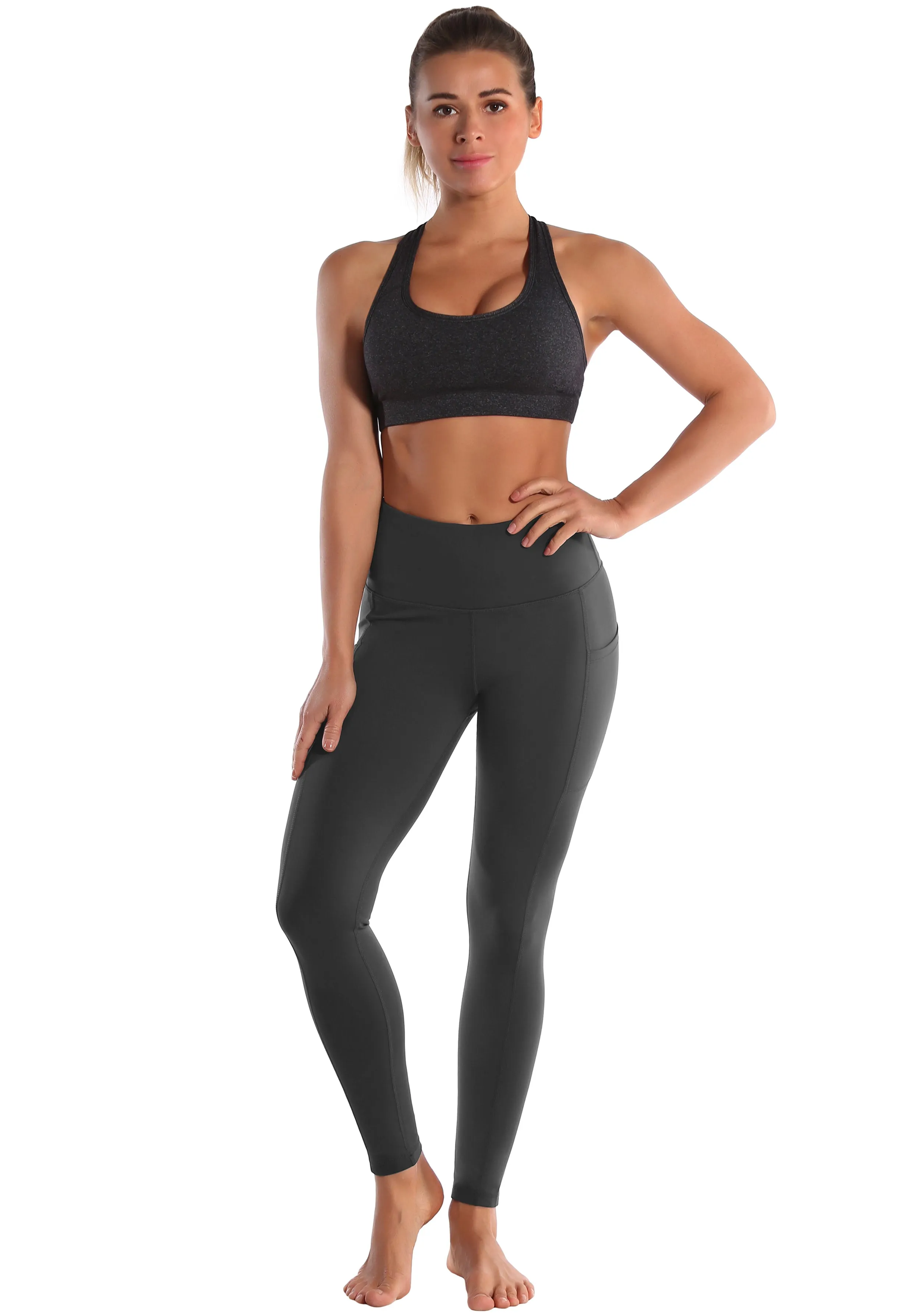 Hip Line Side Pockets Yoga Pants shadowcharcoal