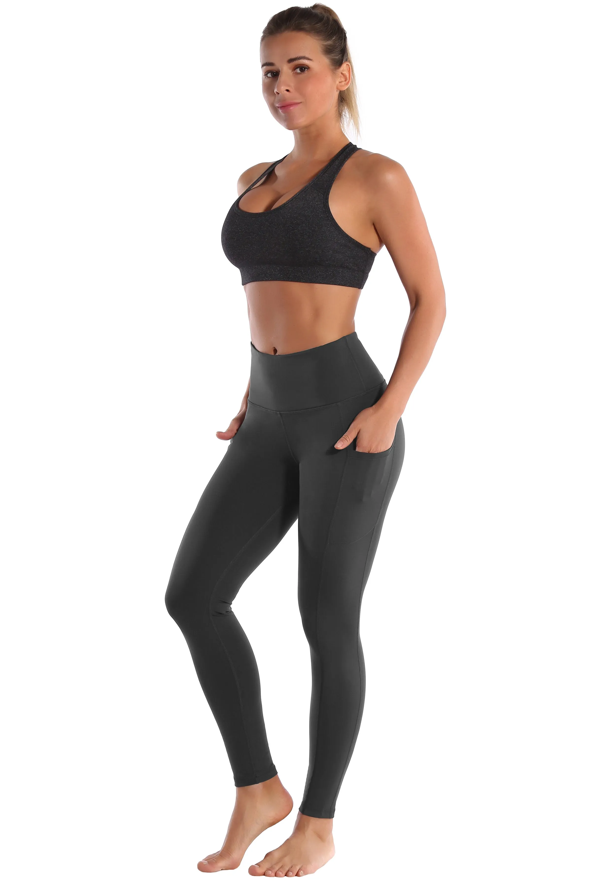 Hip Line Side Pockets Yoga Pants shadowcharcoal