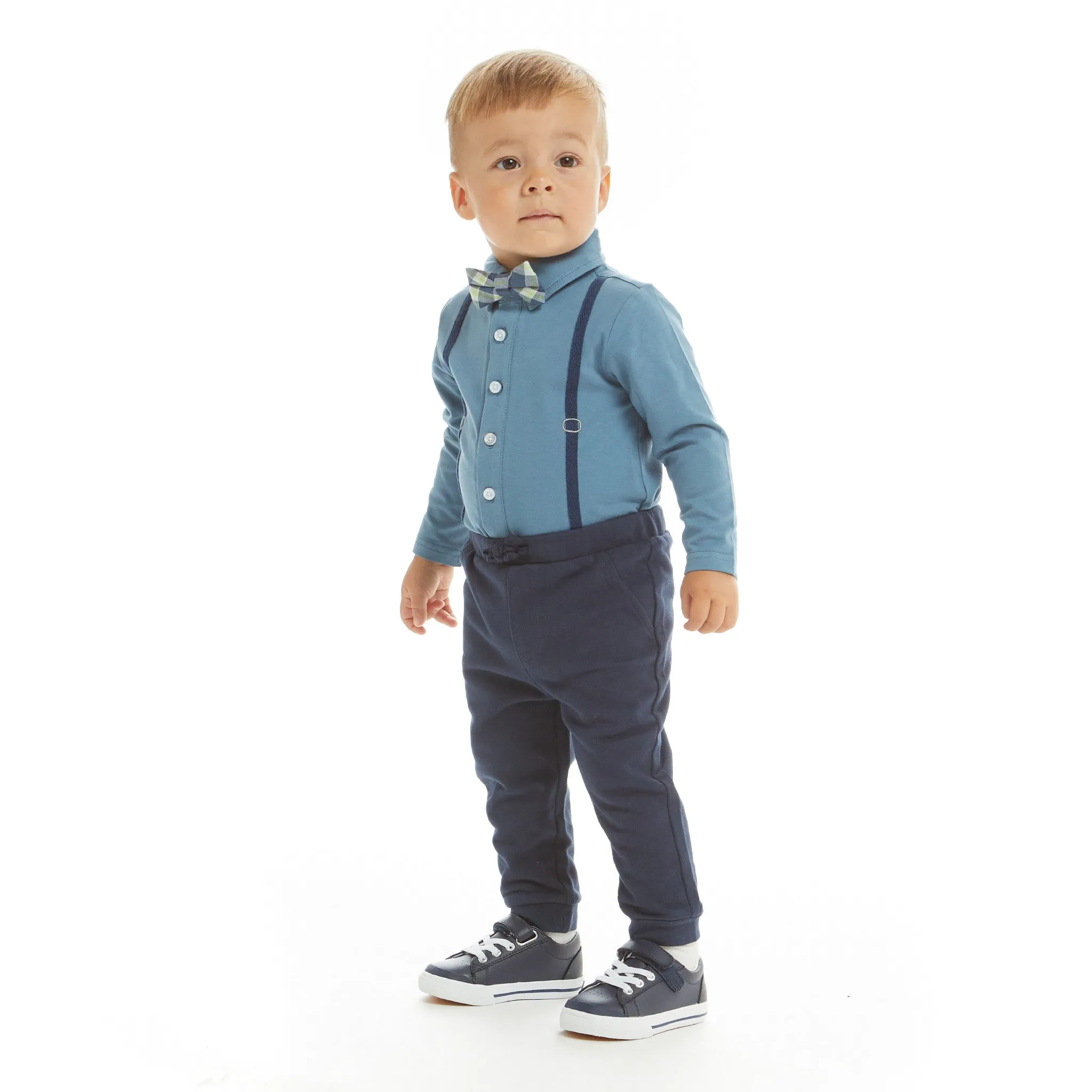 Infant Teal Suspender Shirtzie Set  | Aqua