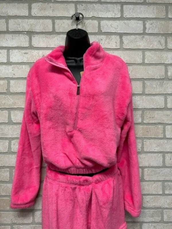 Jr Long Sleeve 1/4 Zip - Hot Pink