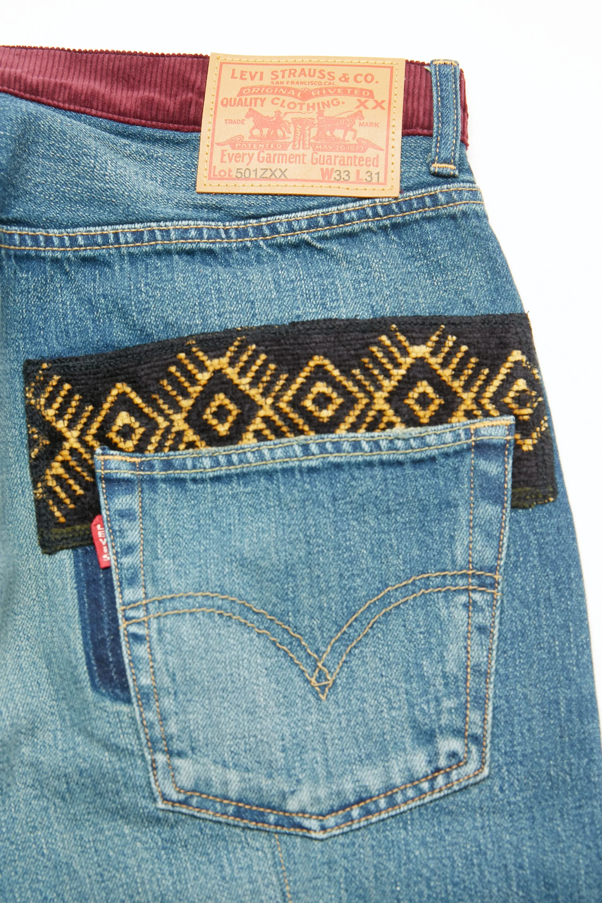 JUNYA WATANABE MAN Cotton Selvedge Denim x Multi Fabrics Mix Levi's W Name - INDIGO X  MIX