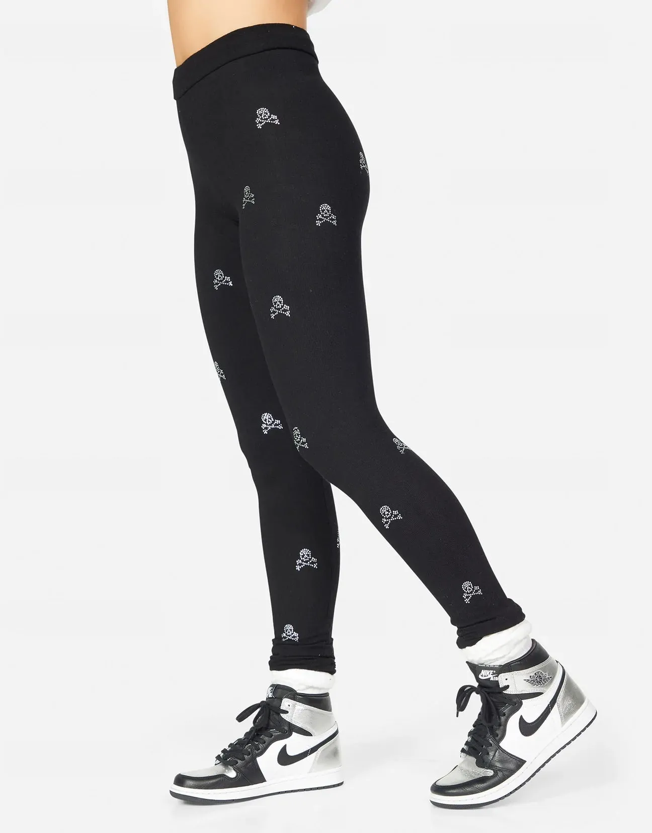 Lauren Moshi  Shae Mini Crystal Cross Bone Skulls Sweatpants